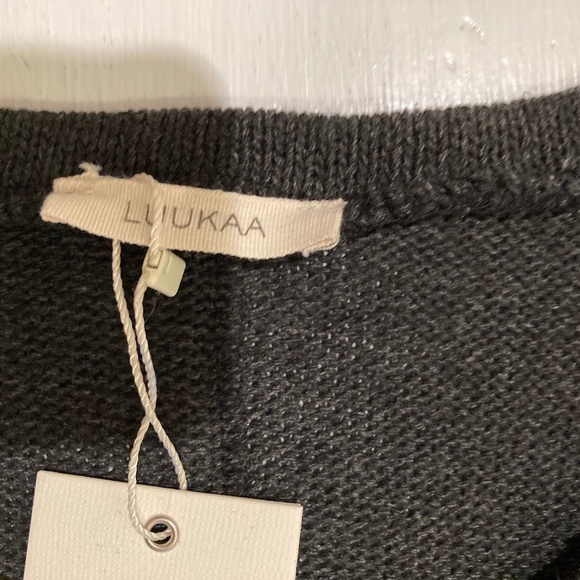 Luukaa Gray & Black Striped Wool Tunic Jumper Size Small NWT - Picture 11 of 13